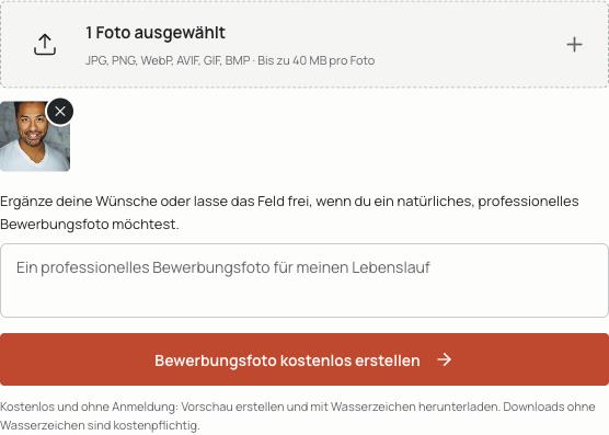 Ausgangsfoto hochladen und Wünsche ergänzen