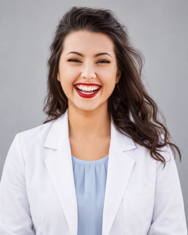 AI styling illustration of a medical-profile portrait wearing a white coat.