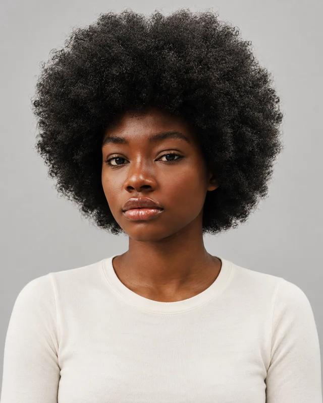 AI styling illustration of a model-profile portrait with a simple backdrop.