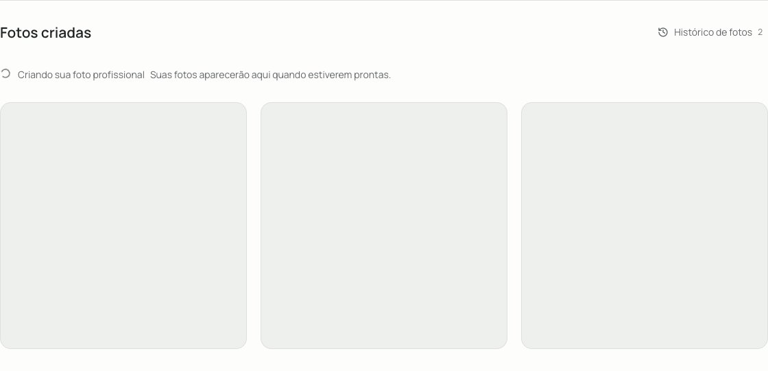 Progresso da criação de uma foto profissional usando IA